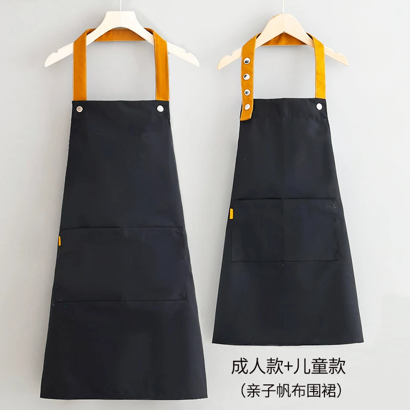 可印制亲子帆布围裙防油污成人做饭工作服家用儿童学习画画衣韩版