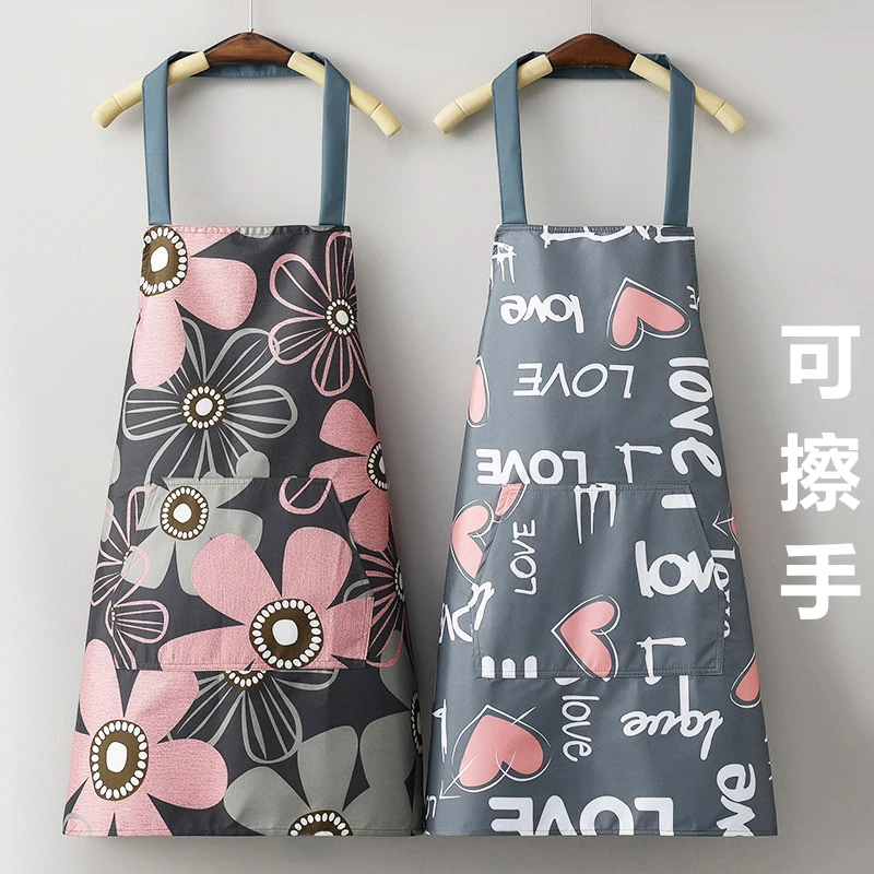 时尚洋气防水防油围裙女可擦手家用厨房做饭新款围腰无袖上班工作