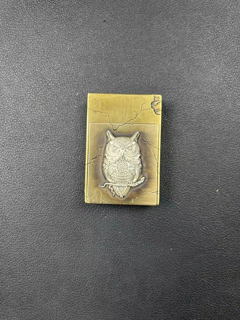 weibster抽屉火柴盒CT 猫头鹰贴张镶嵌 煤油打火机