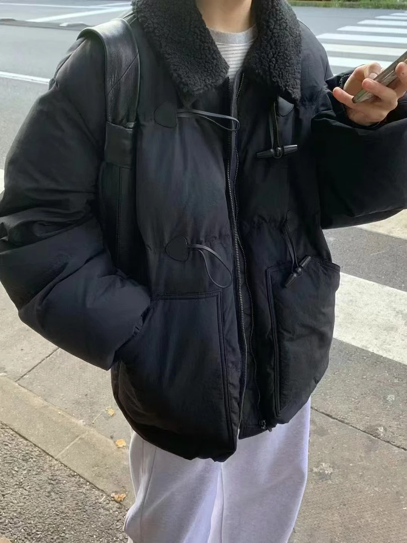 冬天必备巨保暖翻毛领牛角扣羽绒服（价格已开）