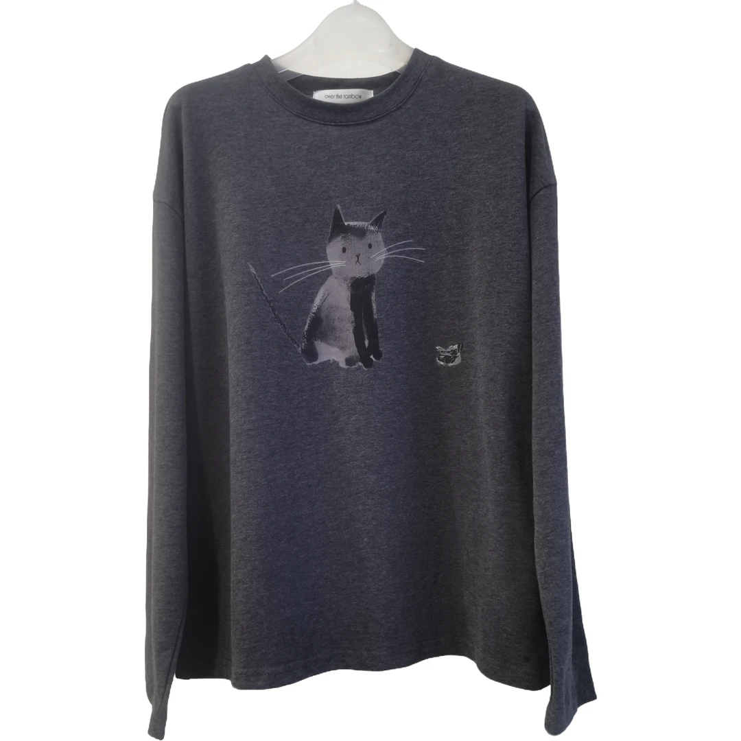 冬季百搭神器内里磨毛猫咪T恤