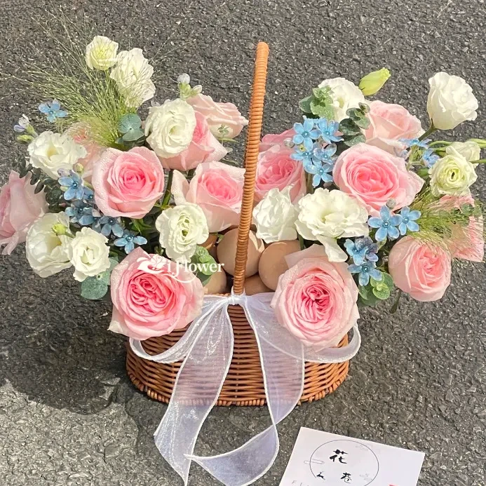 月子鸡蛋手提花篮同城配送附近花店送闺蜜朋友生孩子坐月子礼物