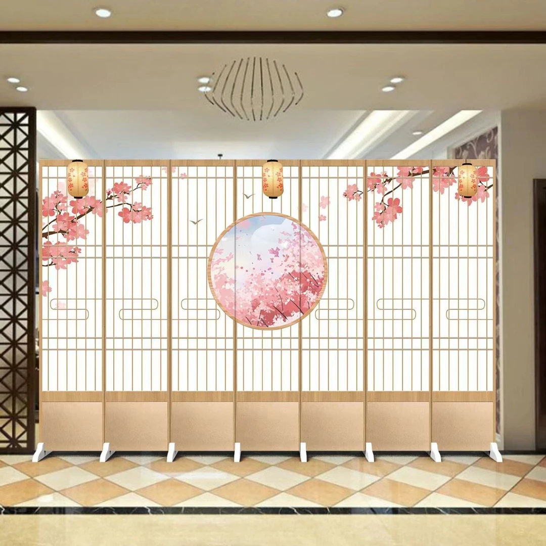 新中式屏风隔断玄关遮挡卧室酒店办公室简约家用折叠移动双面推拉