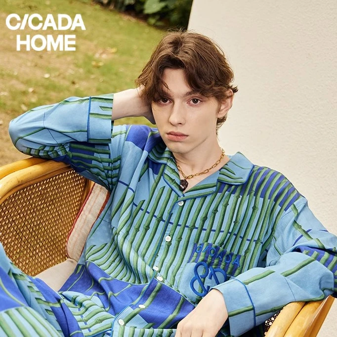 CICADAHOME蝉家【参竹】参竹湖岚家居套装七分袖情侣睡衣女春夏宽松