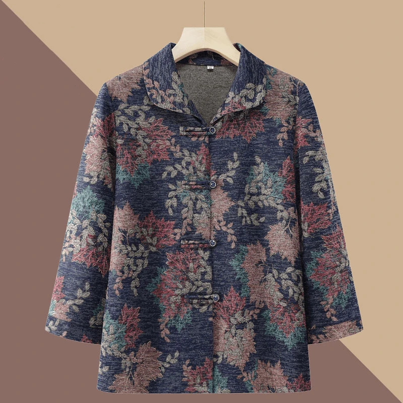 奶奶外套春秋薄款长袖上衣老年人春装女衬衫老太太60岁70妈妈新款