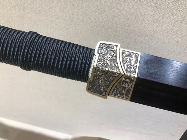 【龙影刀剑-八面汉剑】花纹钢 黑檀木 黄铜装 未开刃