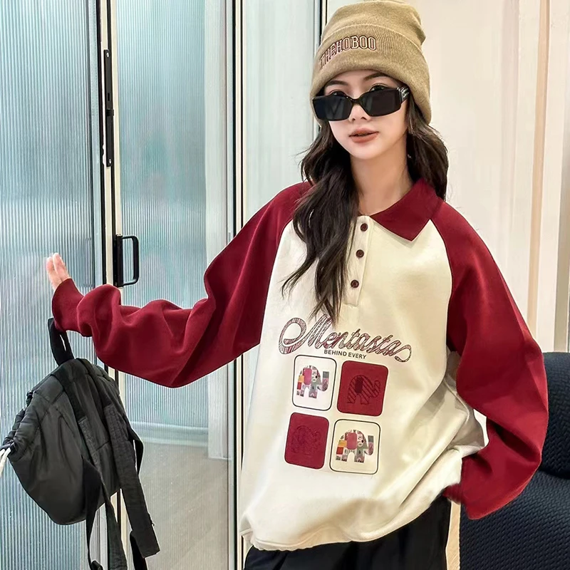 女童卫衣春秋款2024新款儿童装长袖上衣女大童打底衫时尚翻领卫衣