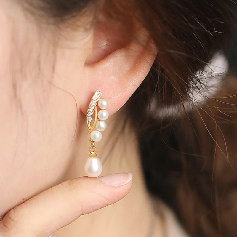 【三少】水滴珍珠耳环时尚珠宝气质珍珠耳钉小众设计感时尚耳钉