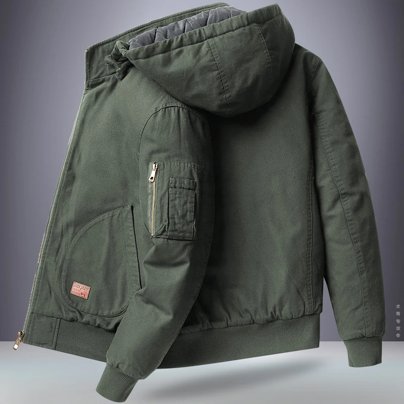 工装外套男秋冬季加厚保暖宽松大码休闲上衣棉服冬装潮流纯棉夹克