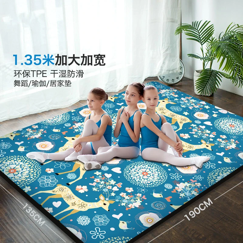 加宽加厚印花双人瑜伽垫 隔音防滑儿童爬行垫 大尺寸健身地垫