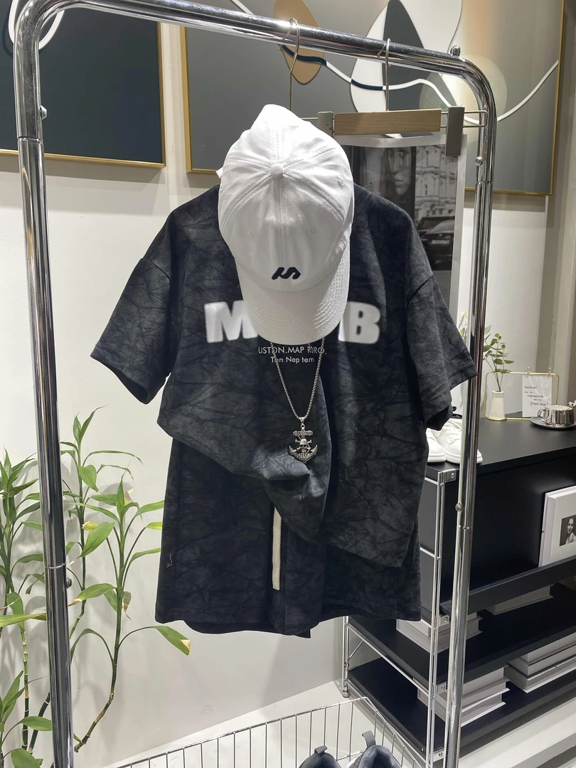 2024夏季新款男中大童宽松时尚百搭帅气短袖套装/KK4390 黑