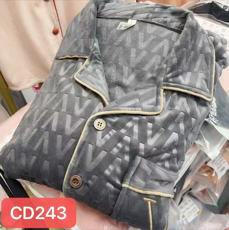 CD243男士海岛绒字母V压花精品秋冬加厚长袖长裤家居服