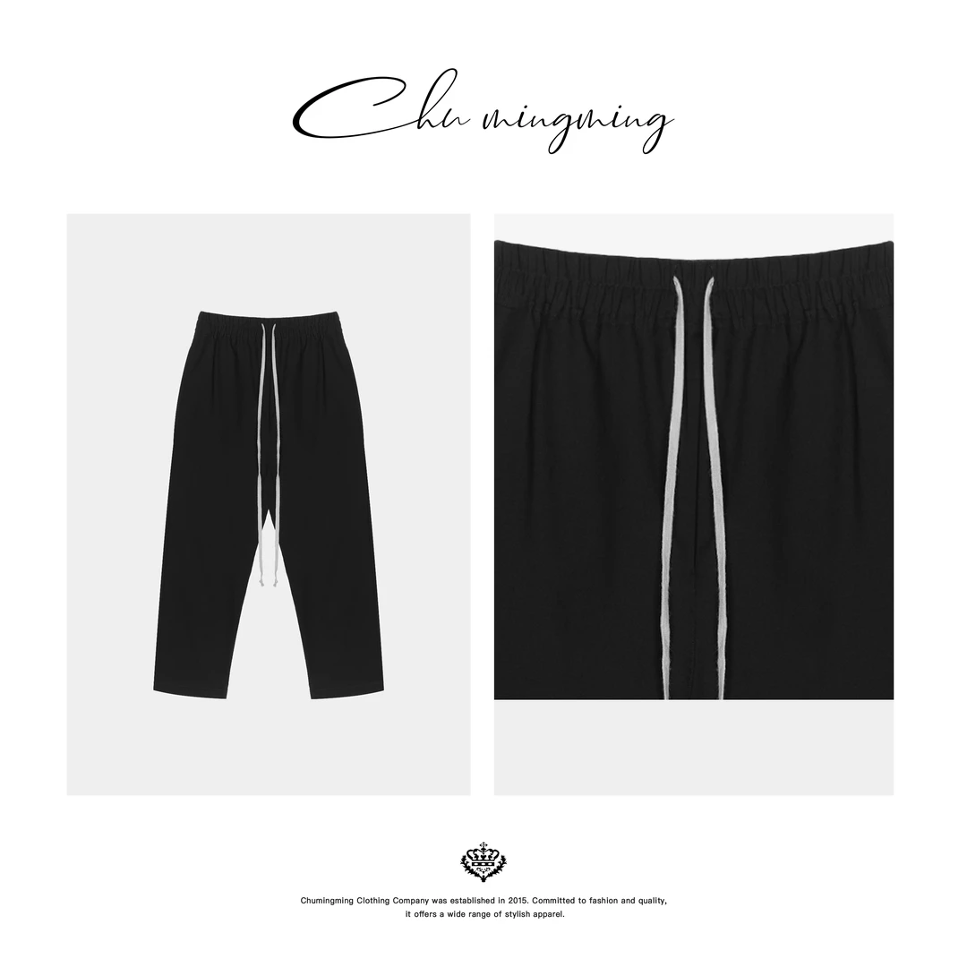 【CHU/2024SSNEW】原创设计《晚塘》休闲时尚宽松潮流系带卫裤YQ20