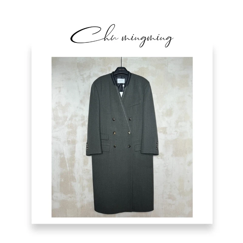 【CHU/2024SSNEW】原创设计《拼色》斜纹无领西装大衣JAN0853B