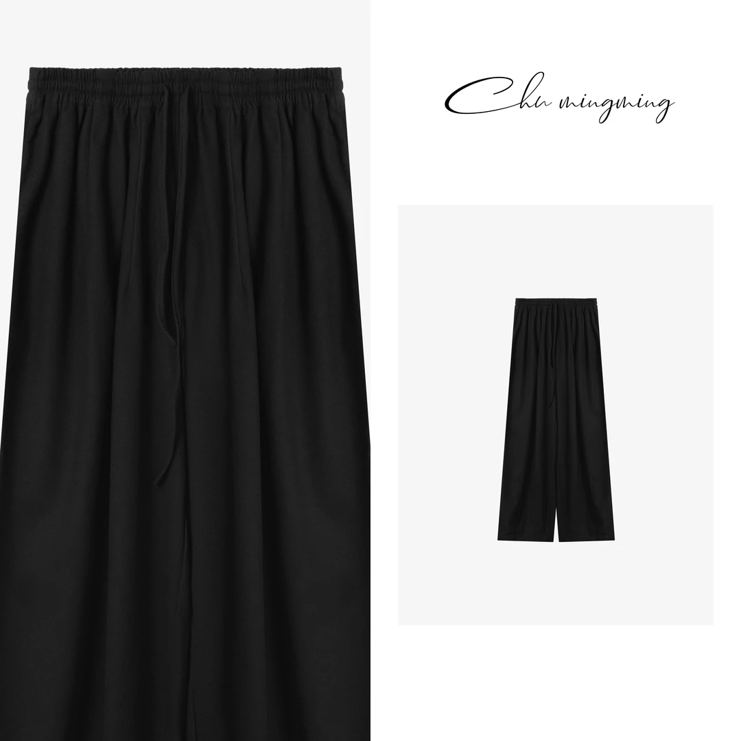 【CHU/2024SSNEW】原创设计抽绳时尚黑色休闲宽松垂感蓬蓬裤FF1066