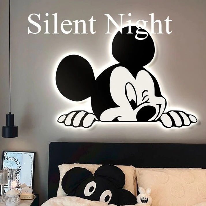 米奇米妮led灯高级感壁画卧室床头装饰画客厅沙发背景玄关挂画