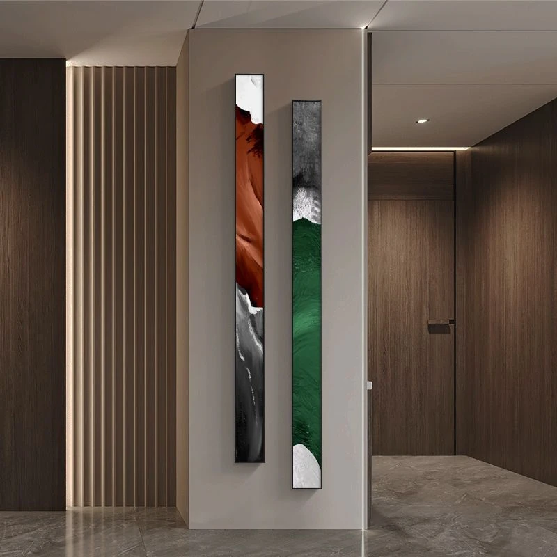 现代轻奢玄关走廊墙画窄长条装饰画竖版客厅壁画沙发背景墙挂画