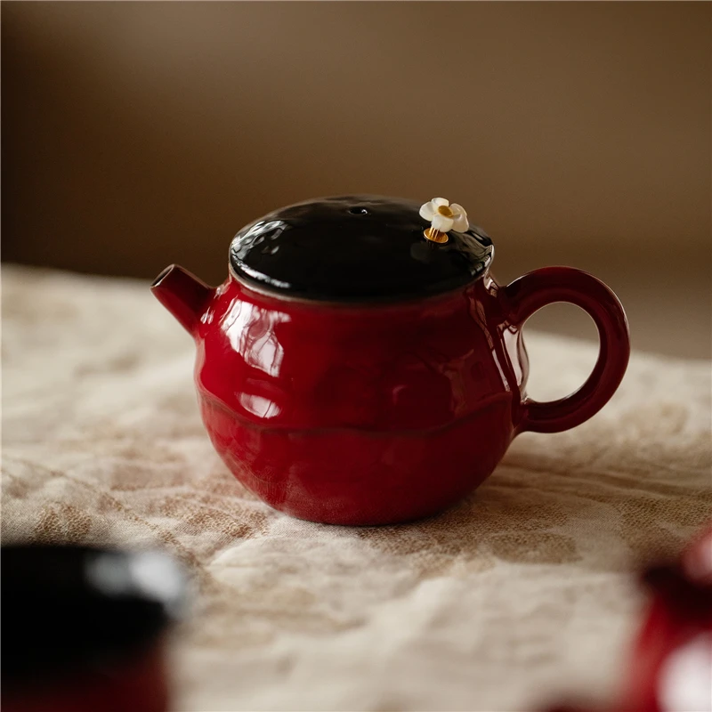 【景德镇】赭梦红朱 清源壶 陶瓷泡茶壶 复古诧寂风家用壶 约100cc