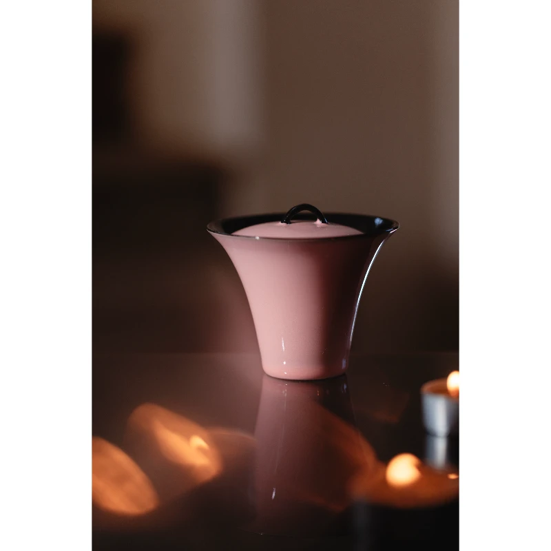 流霞粉黛撇口盖碗日式诧寂风家用泡茶器功夫茶具一人饮两才盖碗