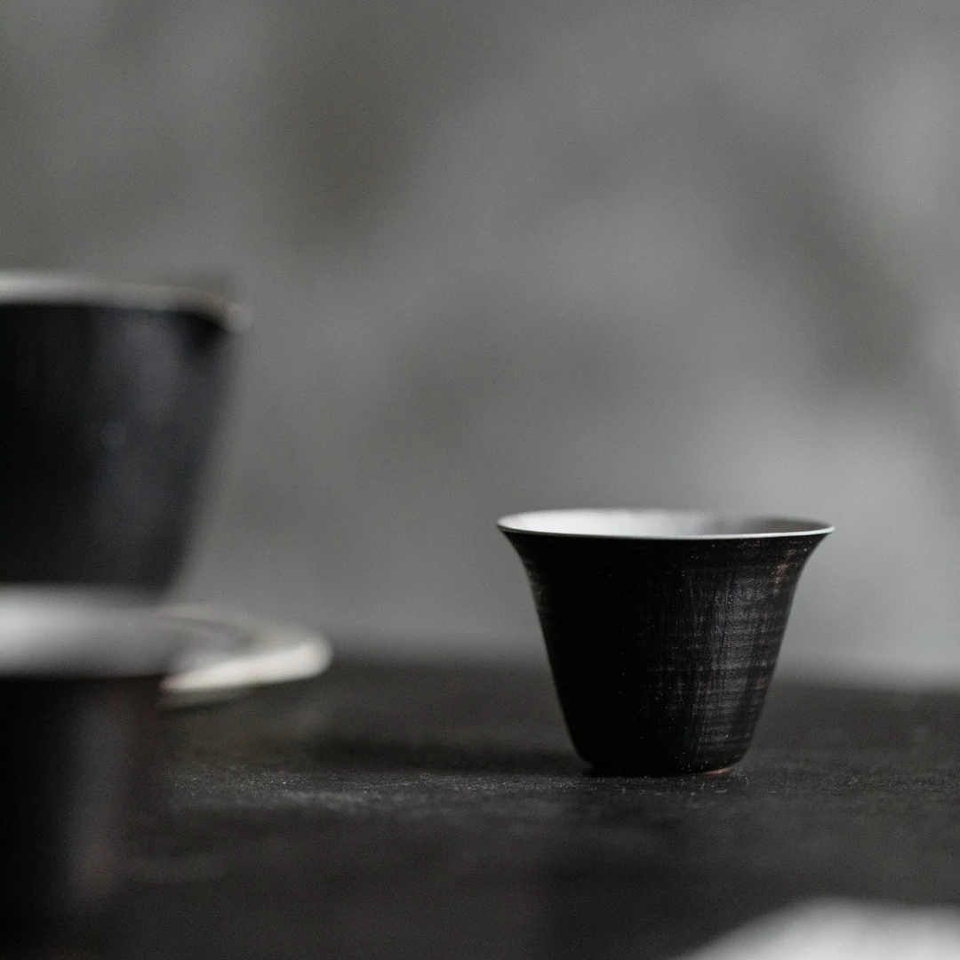 【新品】梵汝-诧寂黑-水月茶杯 约40cc 简约 便携 单人 （FR0045）