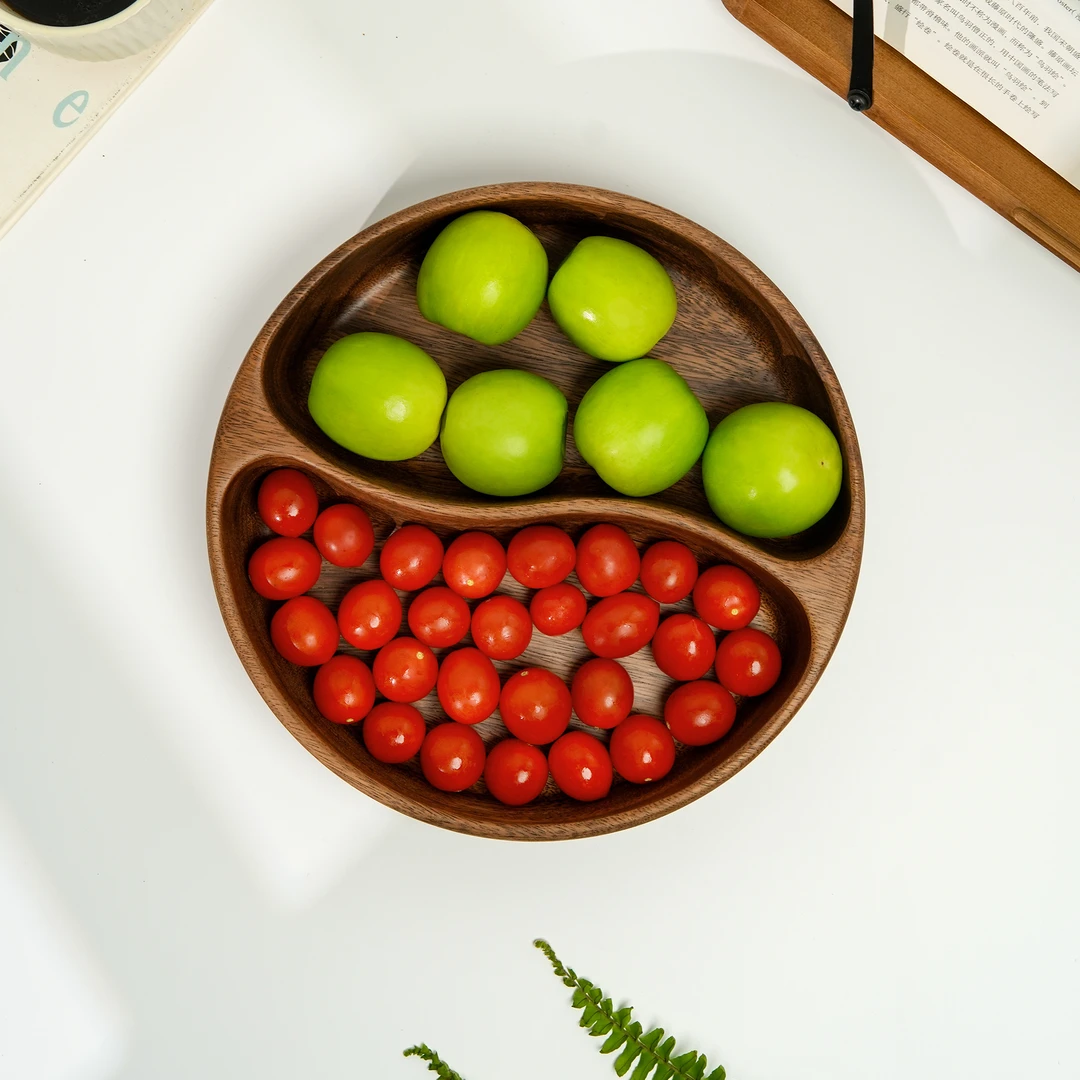 【新品 鸳鸯果盘】南美胡桃木灵动果盘 约25-5cm 家用 简约 家居