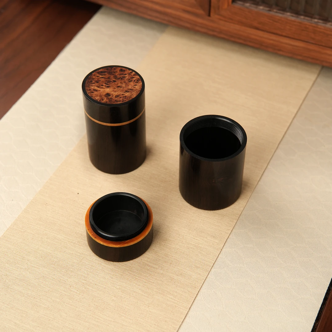 【新品  高端】紫光檀整掏便携茶叶罐1个  容量约35g  便携 茶仓