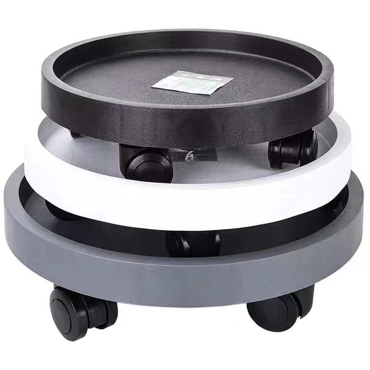 钢化圆轮花盆托盘带轮子万向轮底座移动圆底盘底托