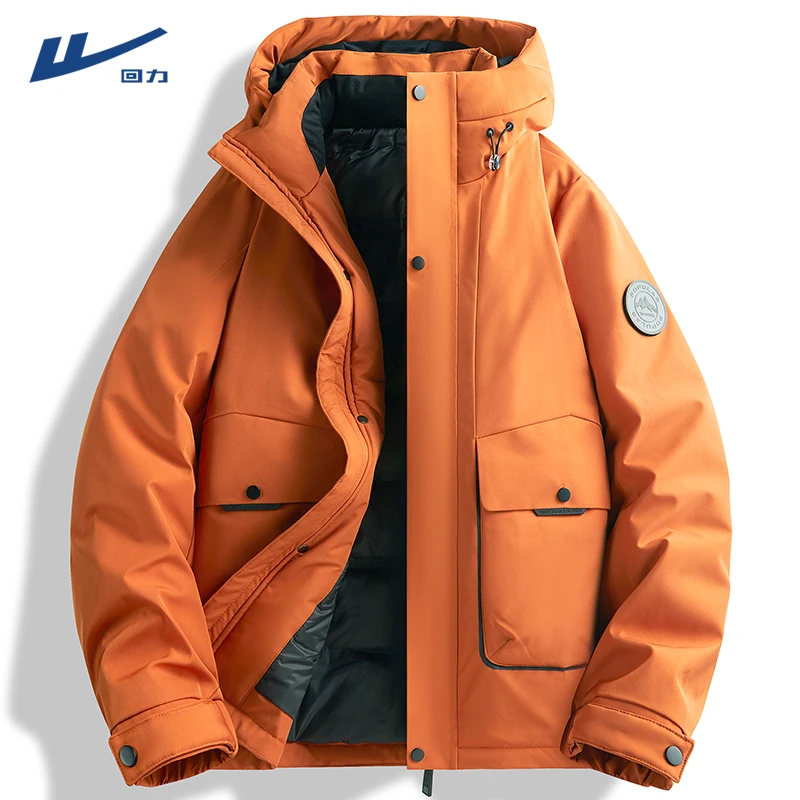回力羽绒服冲锋外套男冬季机能防风保暖大码工装90绒子冬装羽绒衣