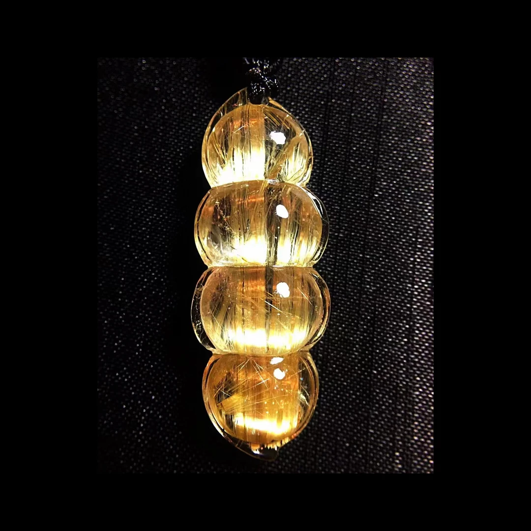 天然钛晶巴西水晶四季豆吊坠