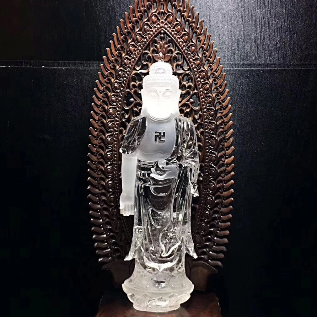 天然水晶白水晶释迦牟尼佛祖摆件