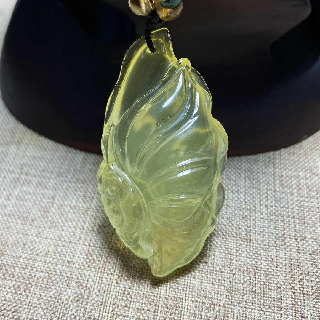 天然水晶黄水晶蝴蝶吊坠