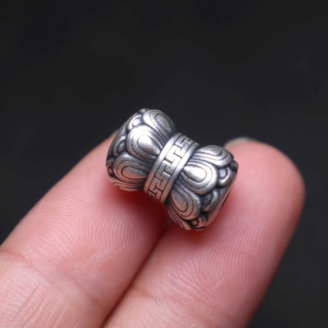 原创银925双莲花桶珠背云隔珠菩提星月藏式文玩手工diy配饰配件