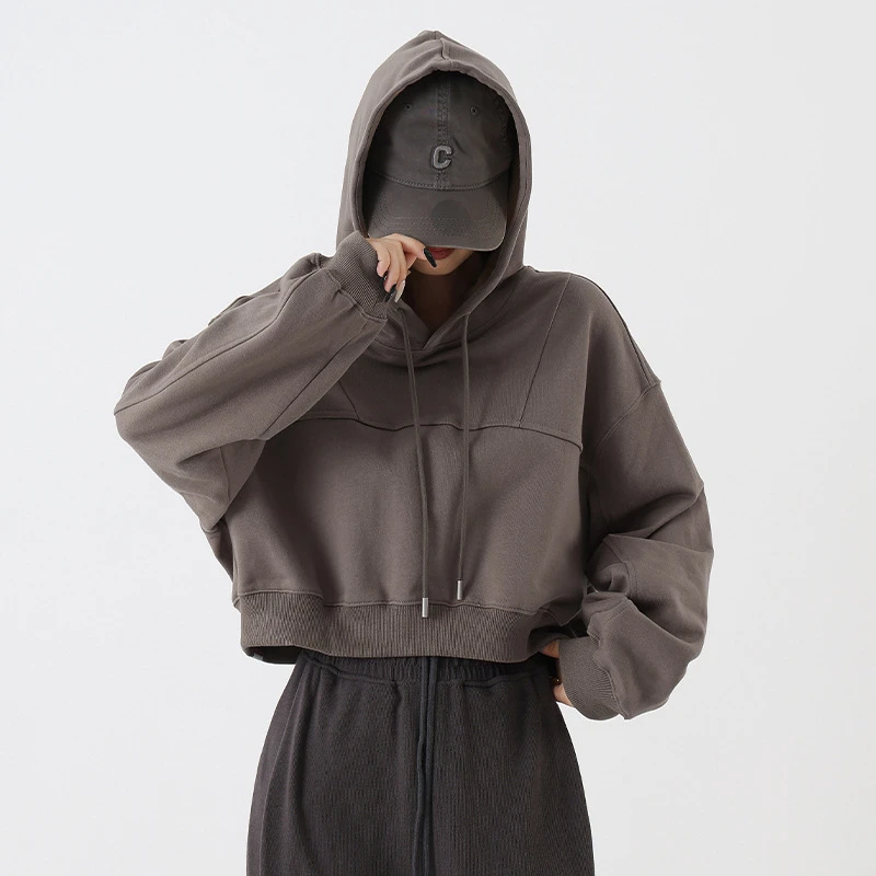 亦声复古美式连帽上衣秋冬季新款设计感短款休闲慵懒百搭YM