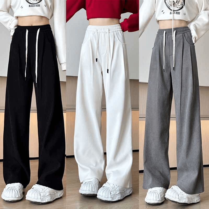 亦声秋冬新款尼格绒高腰垂感休闲裤百搭宽松显瘦拖地直筒阔腿裤女