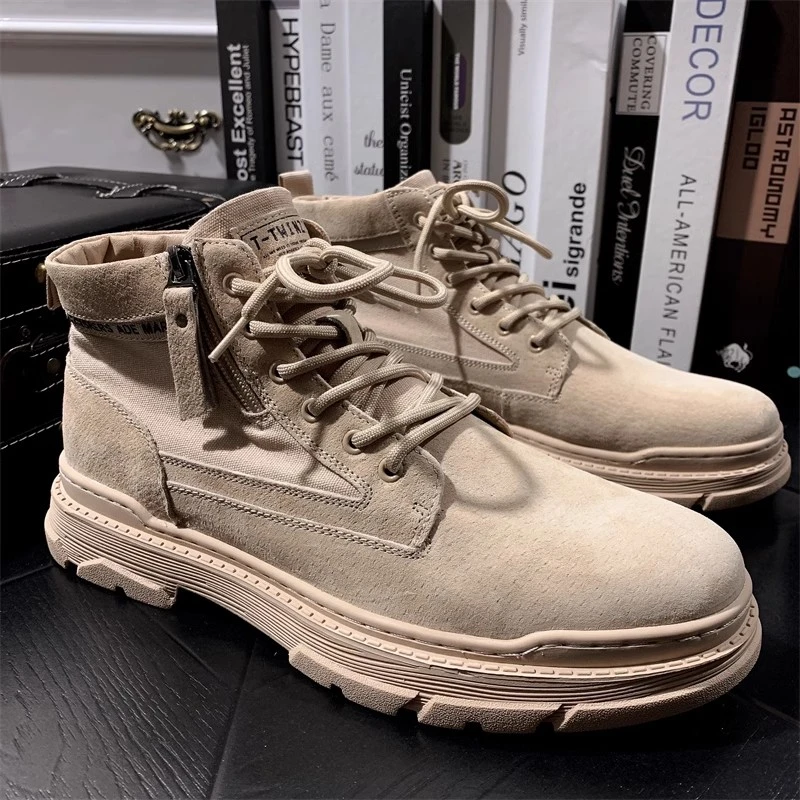 020高品质！男鞋秋冬马丁靴男真皮透气软底休闲工装靴中帮百搭潮
