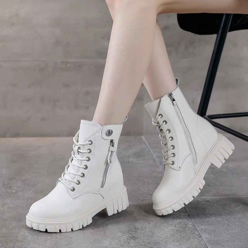 （清仓）厚底内增高中筒靴女