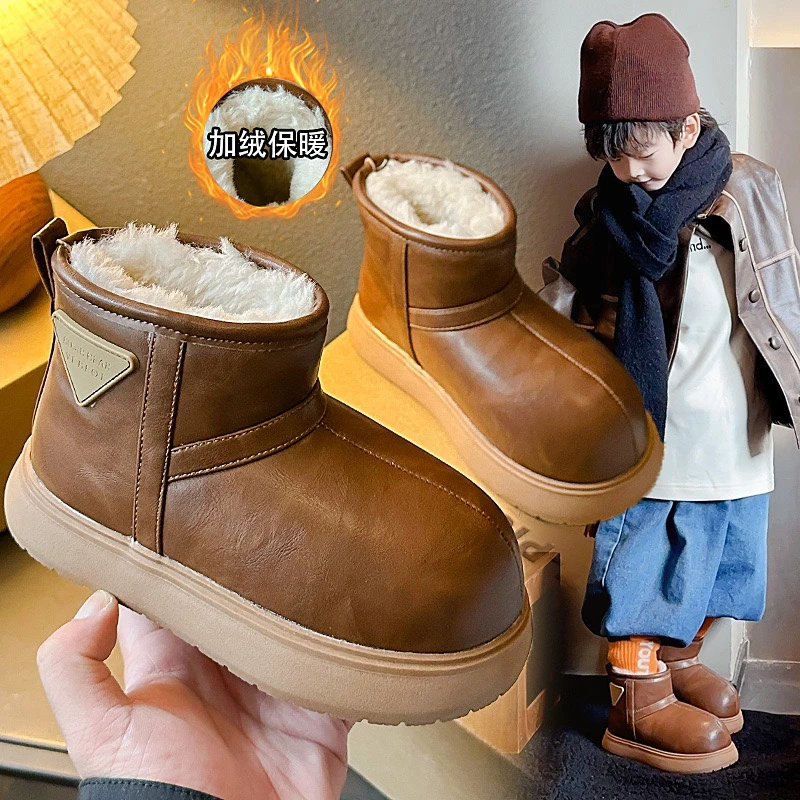 年末福利断码捡漏卡皮巴拉皮加厚雪地靴面包鞋男女童雪地靴7716