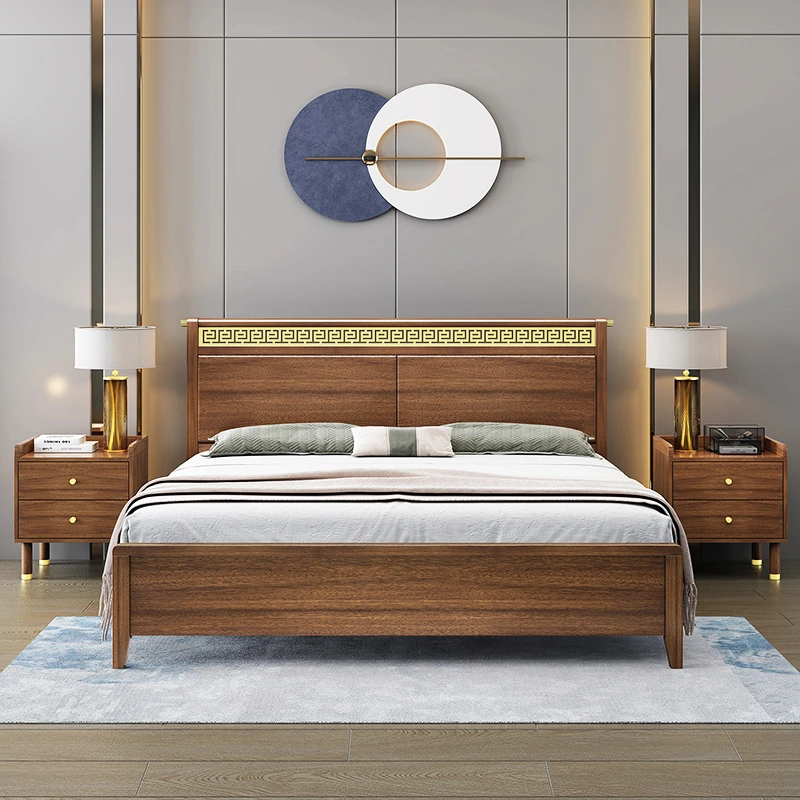 【一帆风顺】新中式实木床822# 简约时尚双人床家用成套主卧室大床