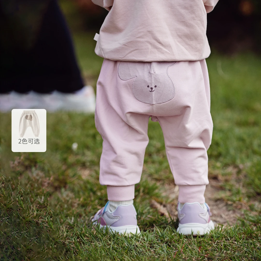 戴维贝拉儿童裤子秋季新款男童大PP裤女宝宝洋气长裤小童哈伦裤
