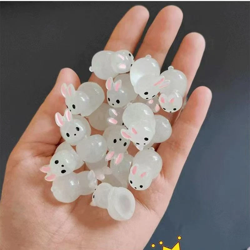 微景观创意可爱夜光单色小兔子桌面DIY苔藓园艺装饰品配件小摆件