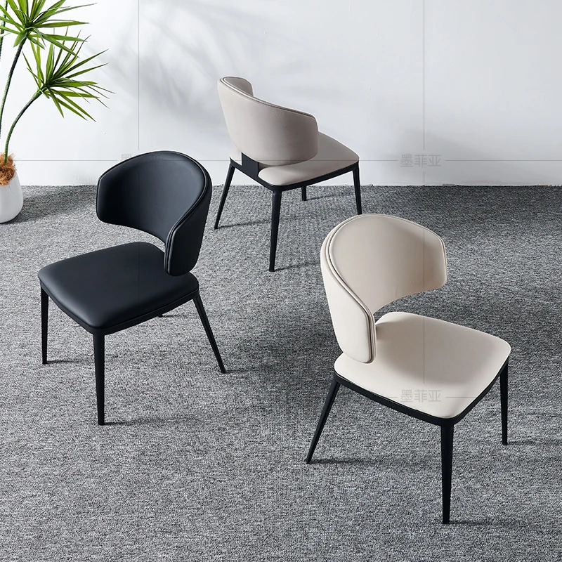 意式餐椅极简简约现代餐桌椅轻奢高级感酒店软包靠背椅餐厅餐桌椅
