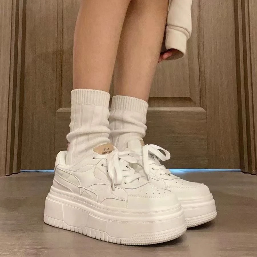 爆款厚底小白鞋女2023夏季新款星星松糕鞋增高百搭软底休闲板鞋女