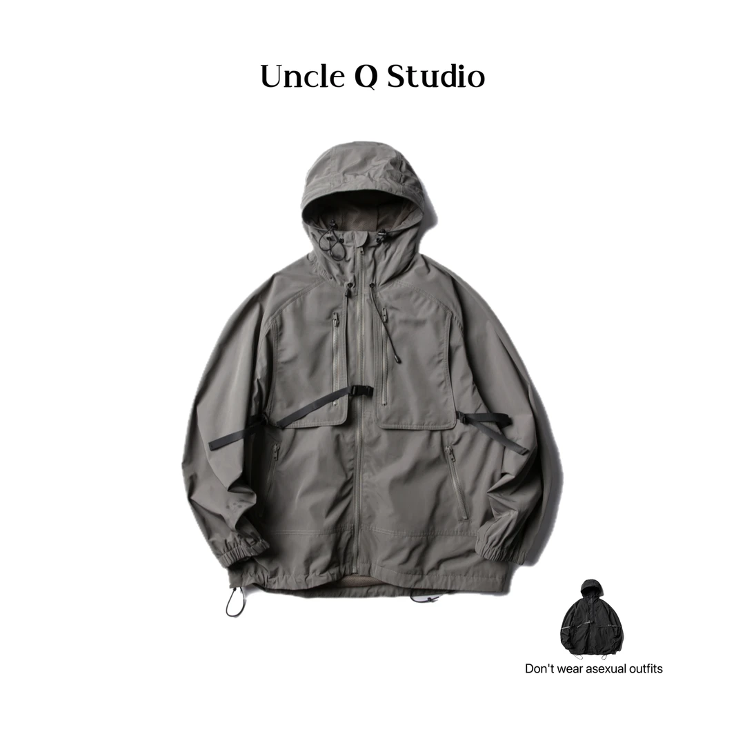 余文乐同款复古国潮多口袋连帽冲锋衣 男女同款