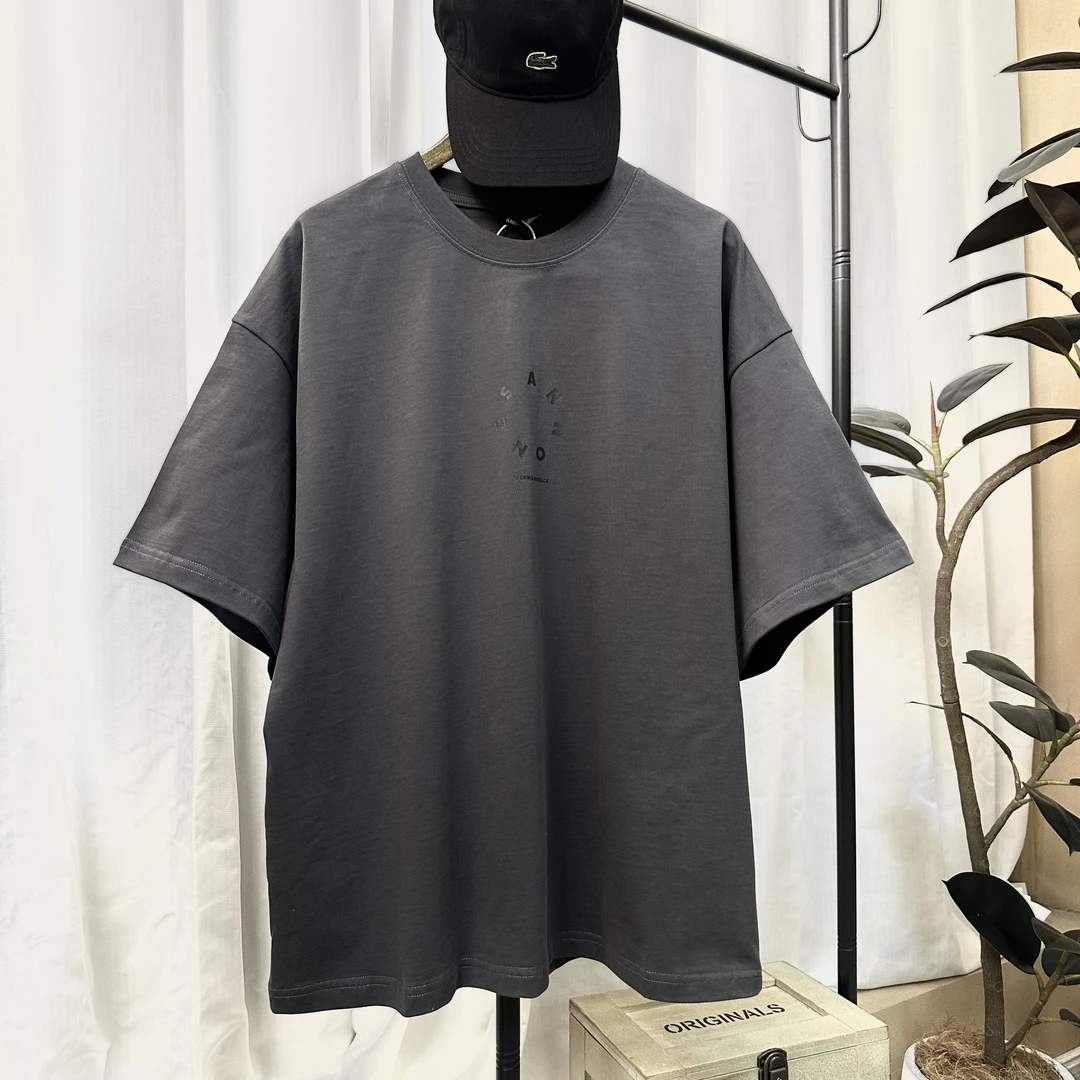 重磅300g纯棉双面字母印花廓形半袖T恤 男女同款