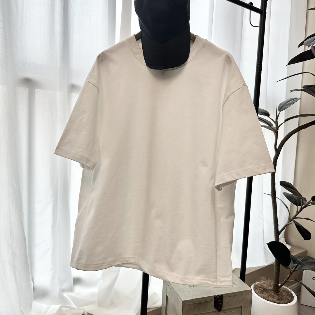 国潮重磅310g廓形拼接抽绳半袖T恤 男女同款