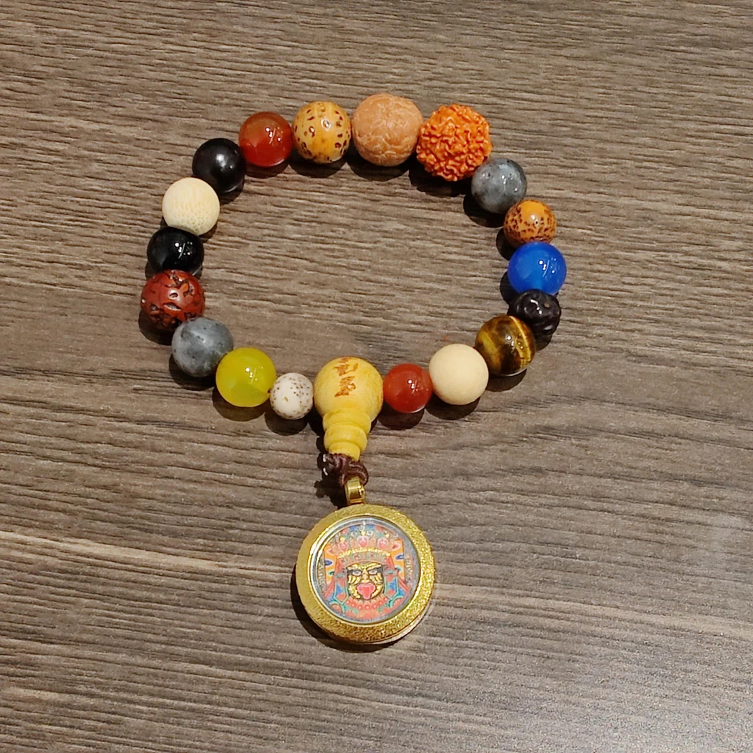 非金属皮质手链 【卓美】十八子扎基拉姆唐卡圆形DIY手链/条FL-1639