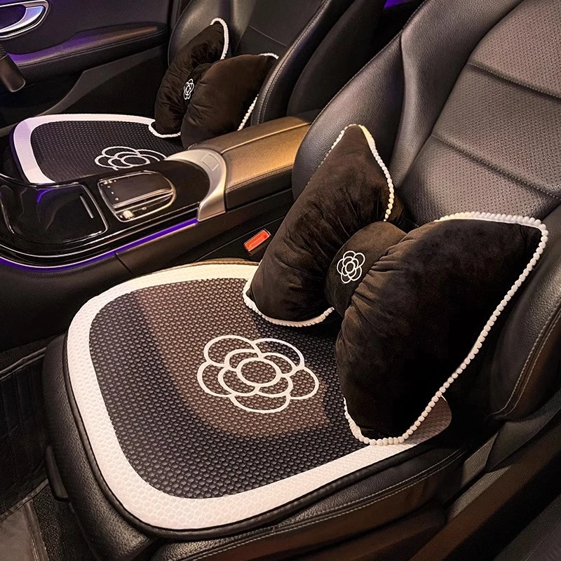 高档山茶花汽车坐垫四季通用夏季座垫通风透气女神款车内单片凉垫