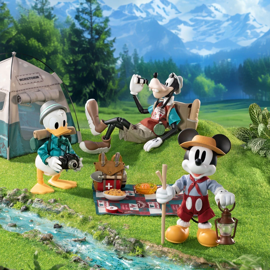 Disney/迪士尼米奇/高飞/唐老鸭 露营系列全身关节可动人偶手办