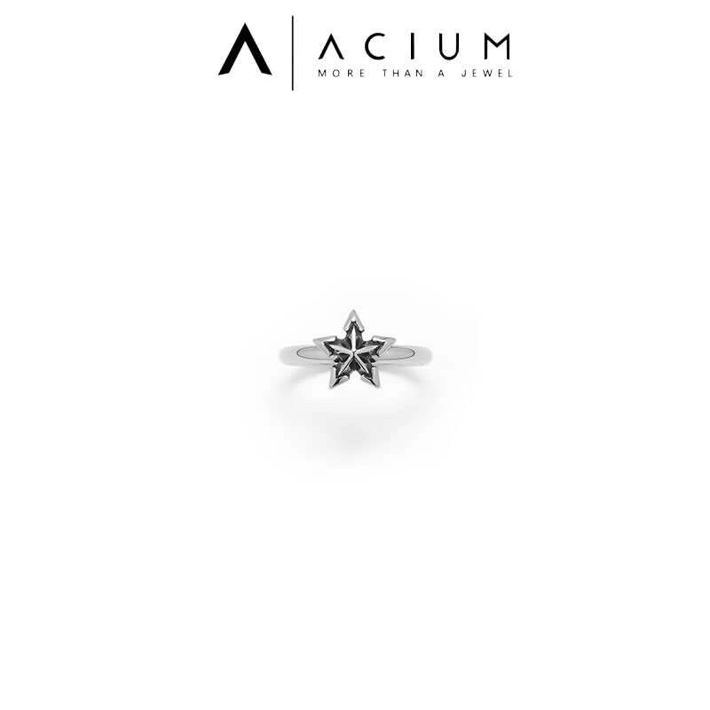 ACIUM/阿仕慕 钛钢合成锆石戒指 五角星黑钻星芒戒指RLU109