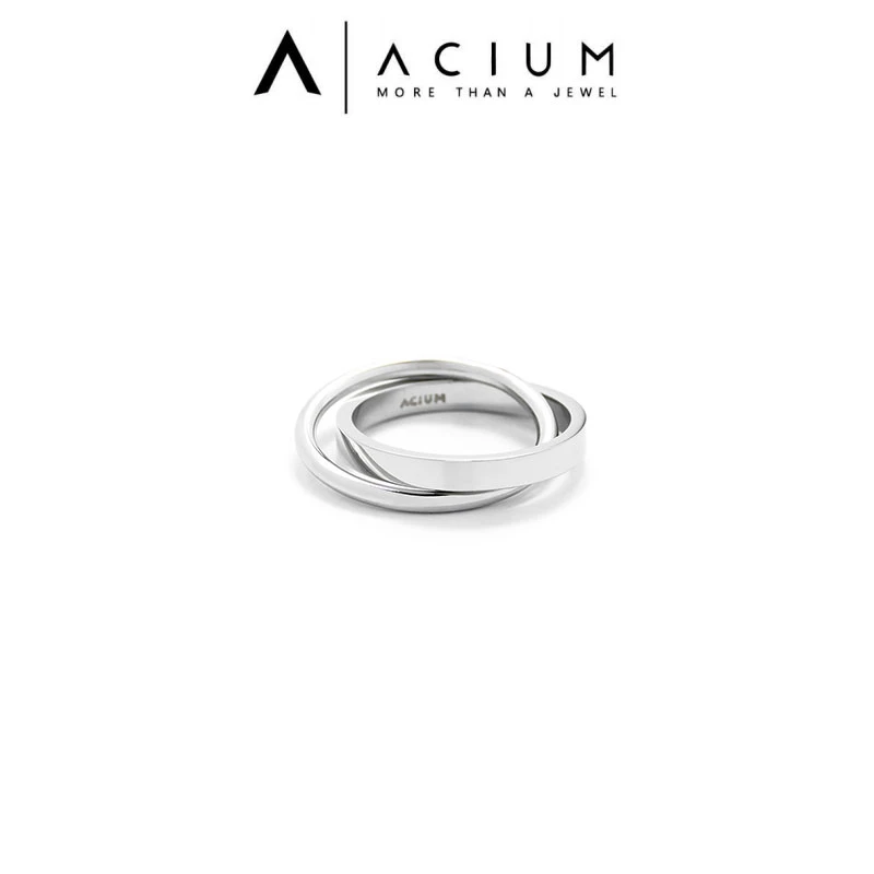 钛钢戒指 ACIUM阿仕慕316L钢色双环戒指RYT098欧美饰品